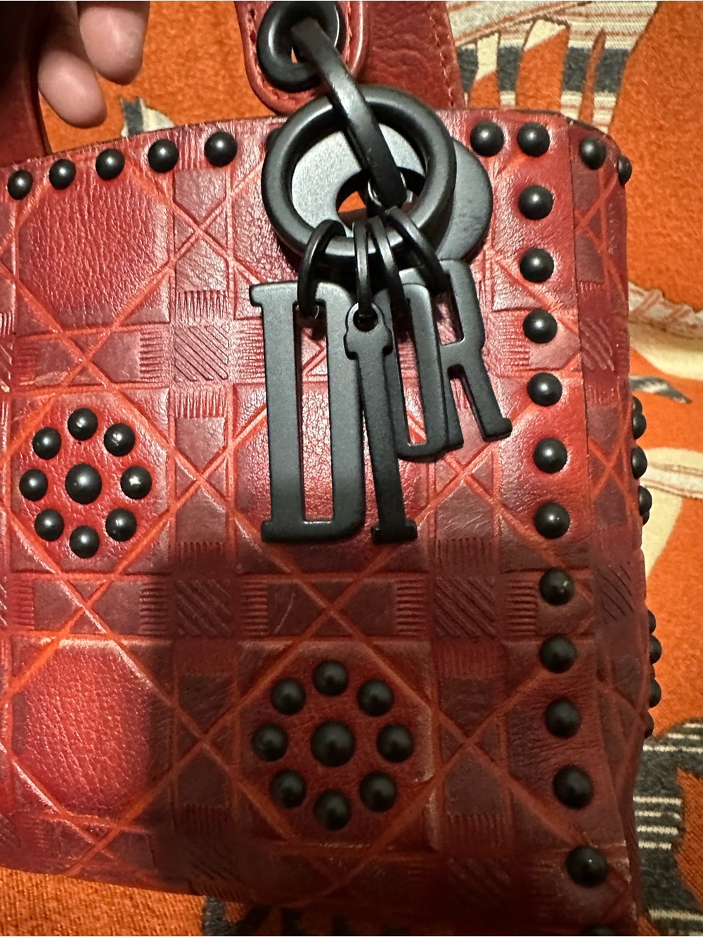 CHRISTIAN DIOR❤️🌟 LIMITED MINI LADY DIOR EMBOSSED LEATHER W/ BLACK HARDWARE⭐️ - Picture 7 of 12